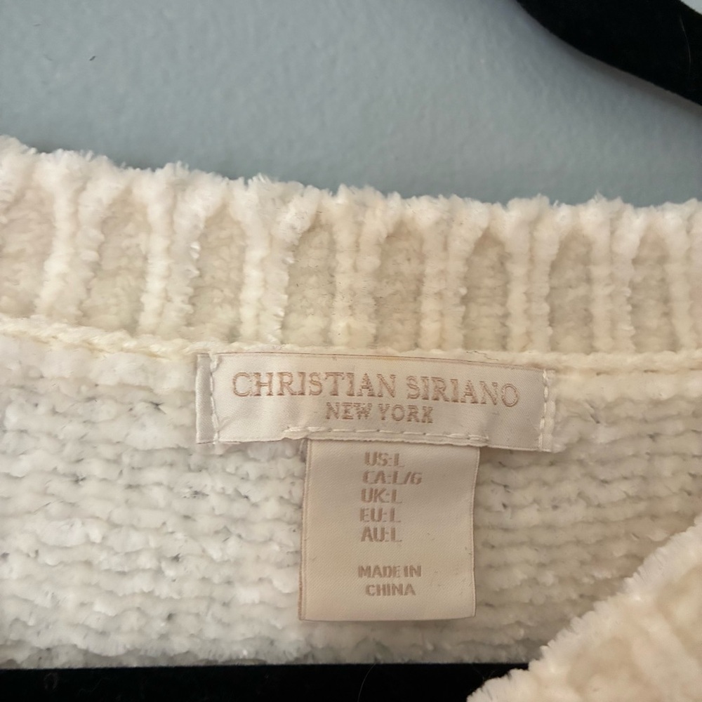 Christian Siriano New York Cream Chenille Ribbed Knit Sweater Women’s Large - Picture 3 of 7